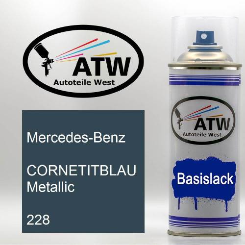 Mercedes-Benz, CORNETITBLAU Metallic, 228: 400ml Sprühdose, von ATW Autoteile West.